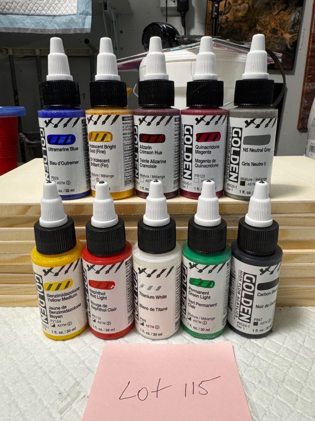 LOT OF 10 Golden High Flow Acrylics 1 fl. oz. /30 ml Sealed No Duplicates LOT115