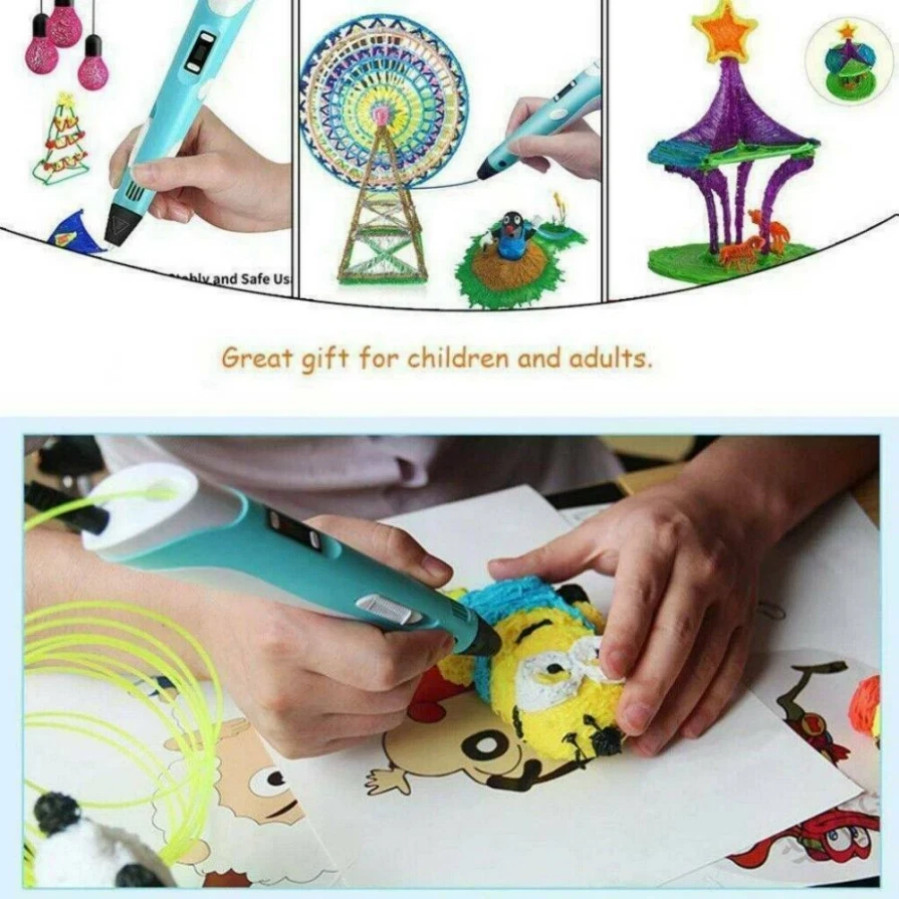 12 Color 3D Printing Pen 3D Drawing Pen with Led Display Filament Kid Gift####