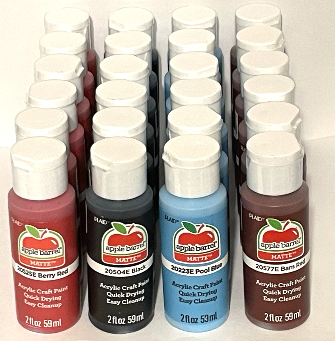 Acrylic Paint 24 Bottle Lot Berry Red Pool Blue Black Barn Red 48 total oz Set
