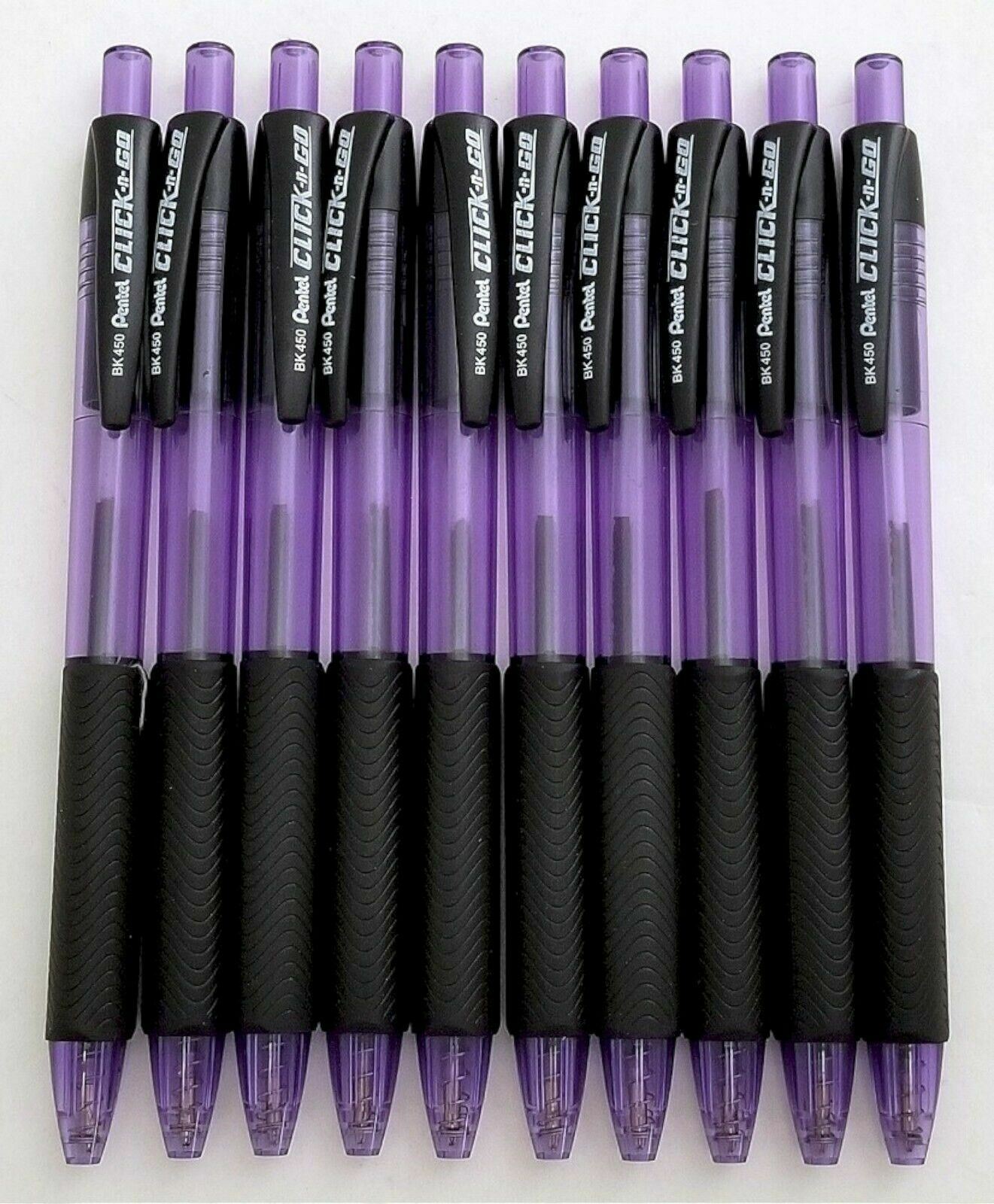 NEW Pentel Click-N-Go Ballpoint Pen Violet Barrel Black Ink BULK 144-pcs BK450V