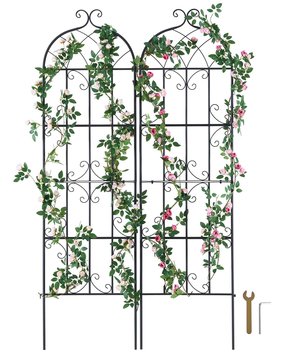 VEVOR Garden Trellis 71x20in 2 Pack Metal Climbing Plant Support Rustproof