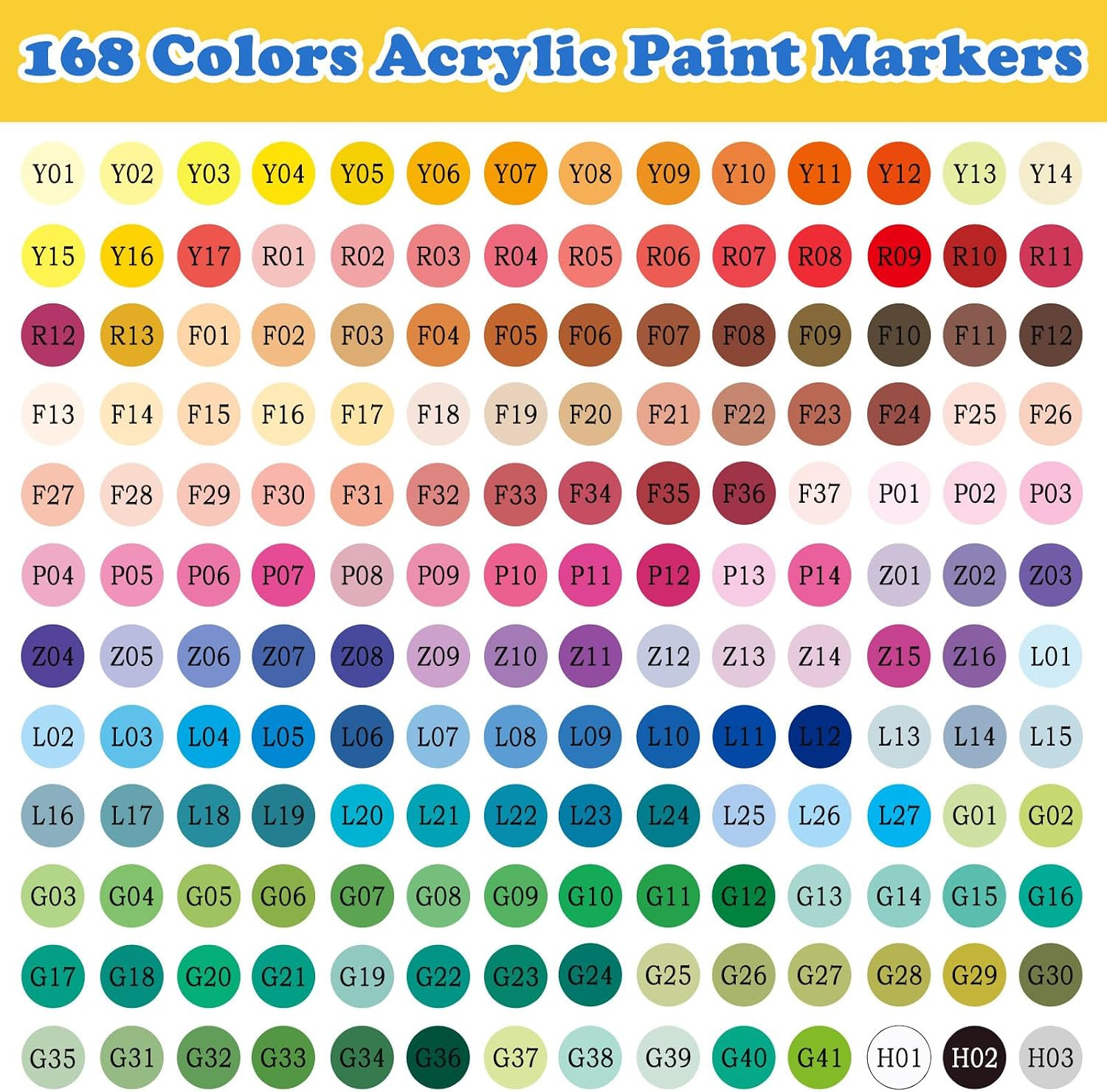 Amamao 168 Colors Acrylic Gel Pens, Fine Tip Acrylic Pens for Rock Painting & Bl