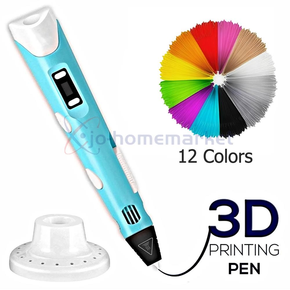 3D Drawing Pen with Led Display 12 Color Filament Kid Gift 3D Printing Pen Set
