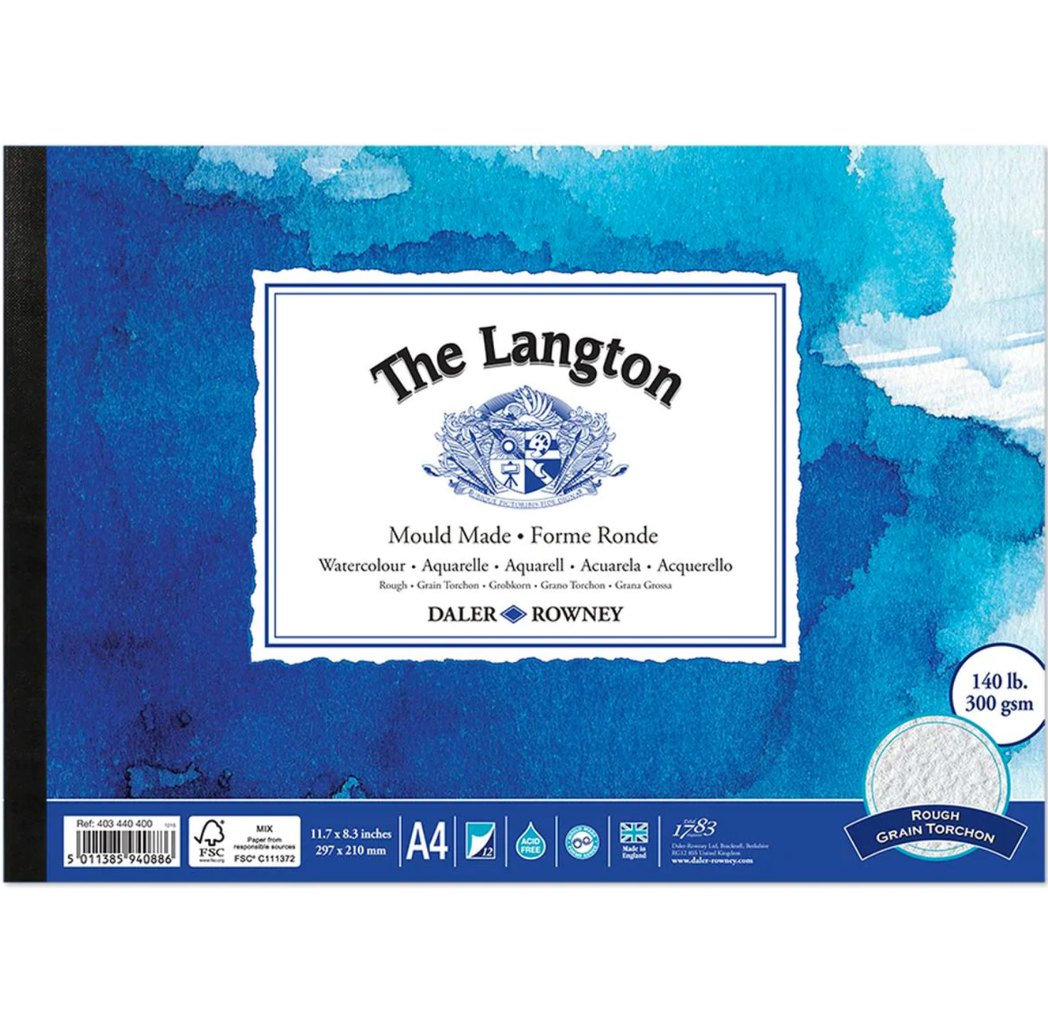 Daler Rowney Langton Artists Watercolour Pads 140 lb 300 gsm ROUGH A4 A3
