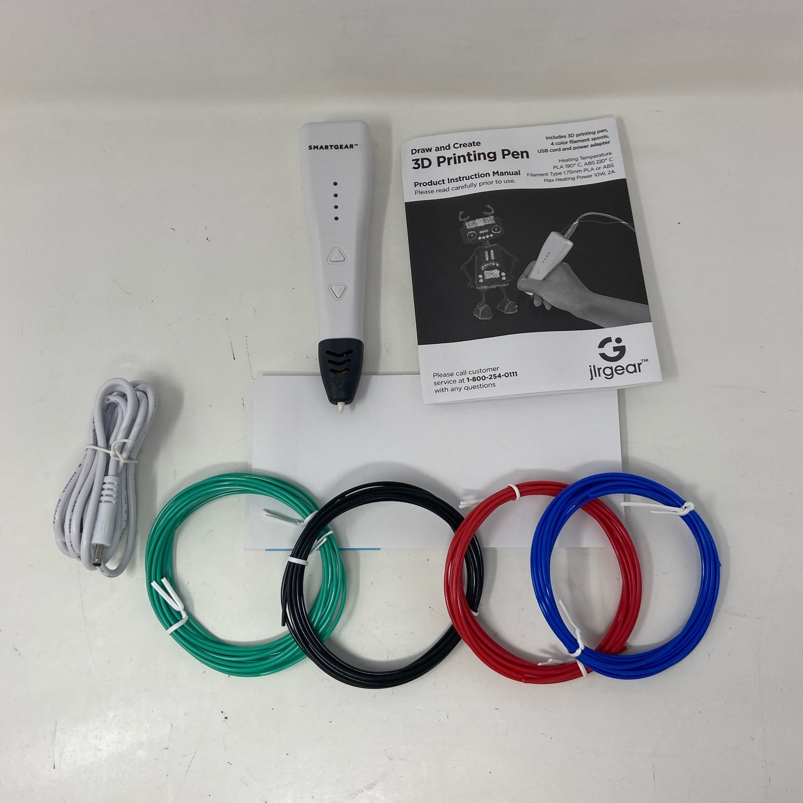 Smart Gear 3D Printing Pen Kit w/ Filament, White