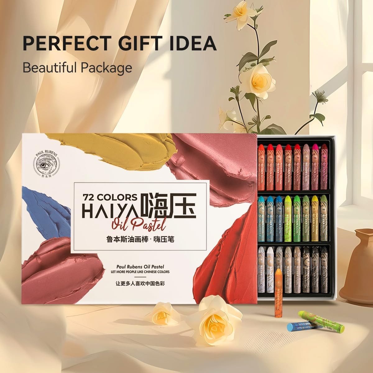 Paul Rubens Oil Pastels Set – 72 Vibrant Colors, Ultra-Soft and Creamy Texture,