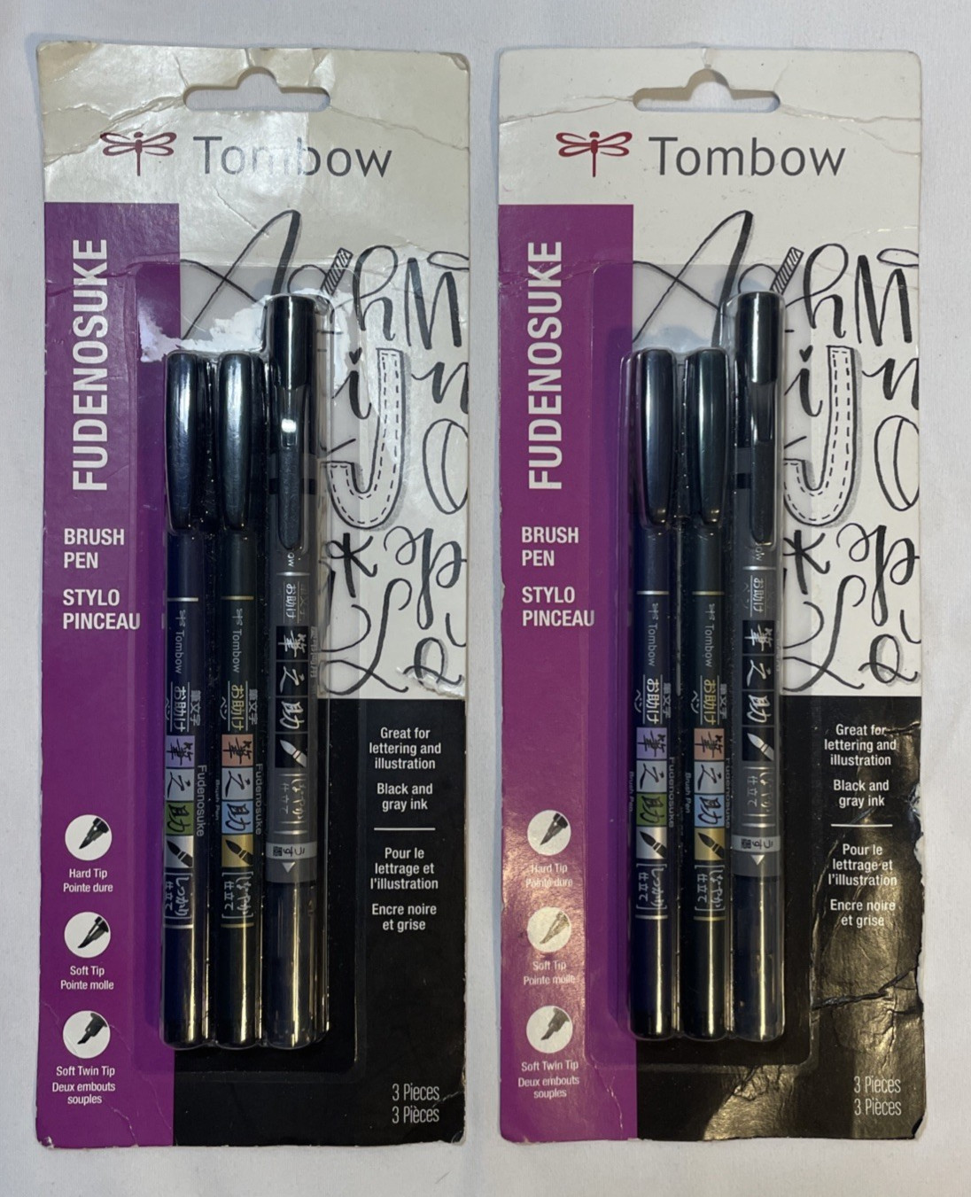 2 – Tombow 62039 Fudenosuke Brush Pens, 3-Pack. Soft, Hard, and Twin Tip Markers