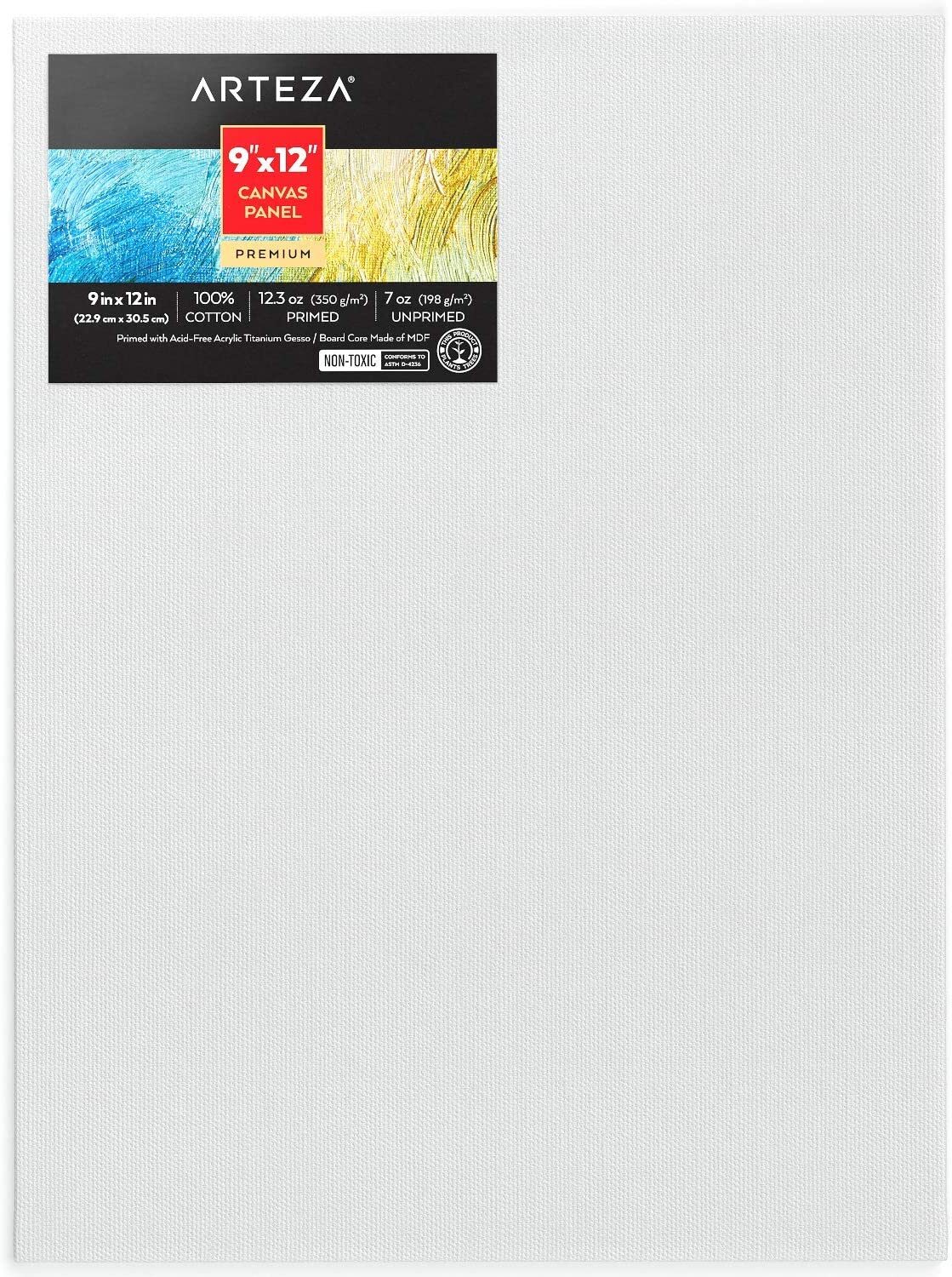 Arteza Canvas Board for Painting | 9 x 12 Inches