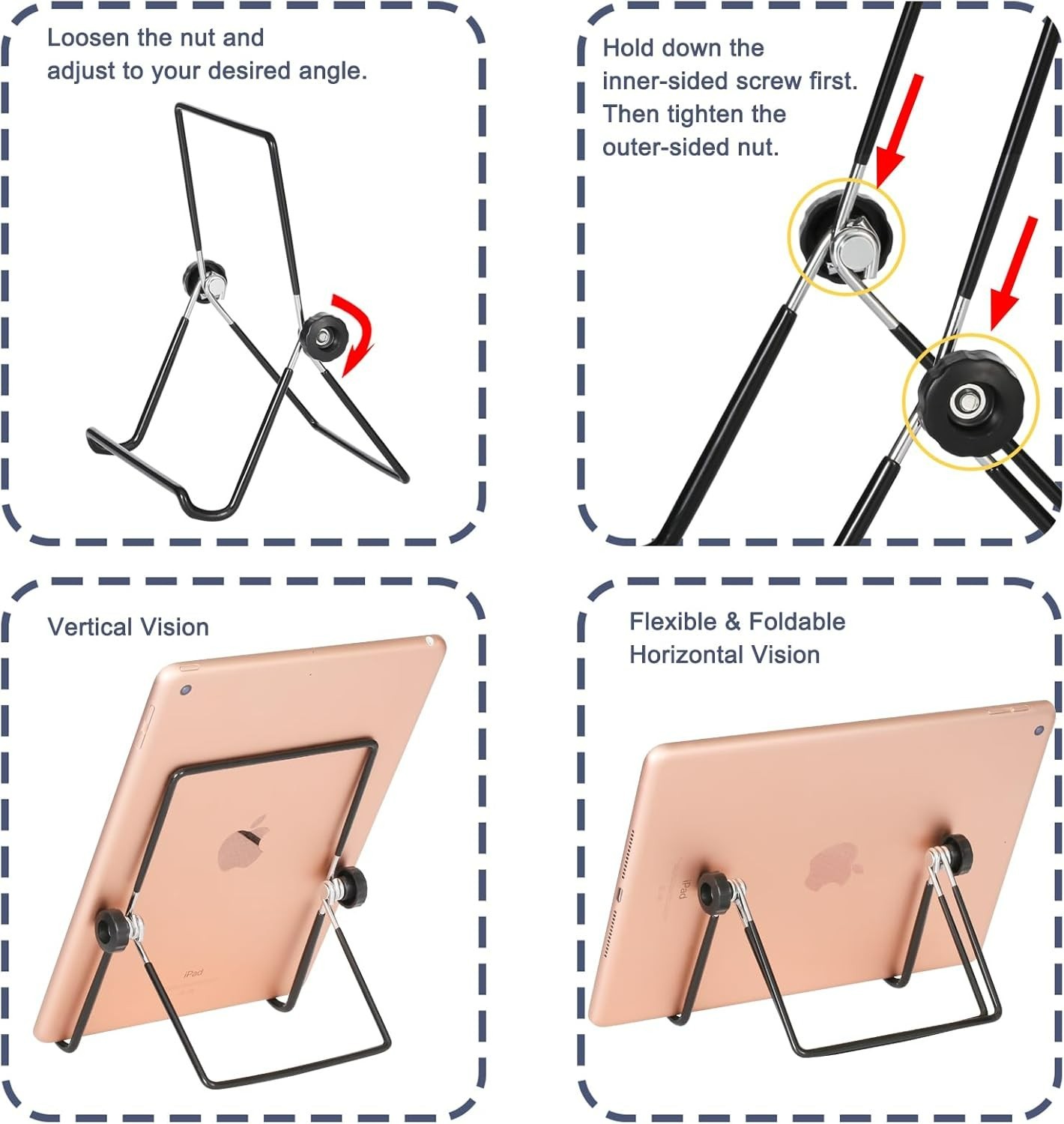 Folding Iron Display Stand with Adjustable Angles – Perfect for Photos & Tablets