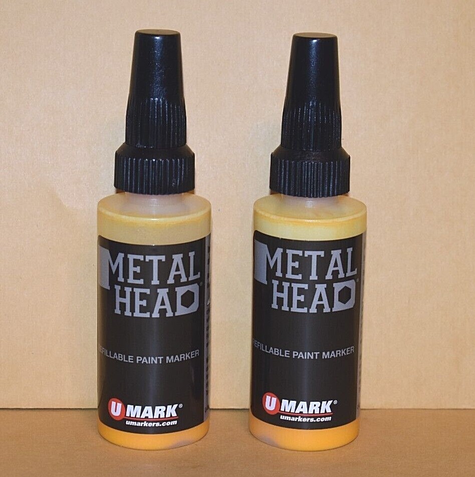 2 Metal Head Yellow 4mm Paint Marker 2 Oz Metal Marker Auto Salvage Crafts Stone