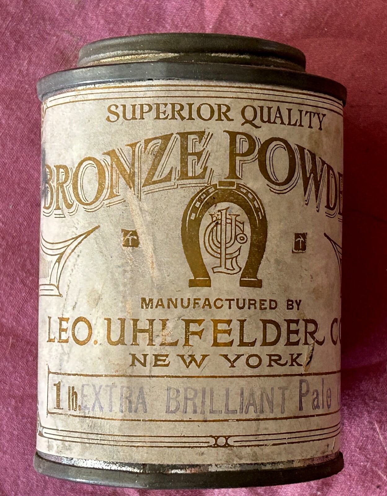 RARE ANTIQUE 1930s UNUSED 1 LB CAN UHLFELDER METAL LEAFING GILDING POWDER GOLD