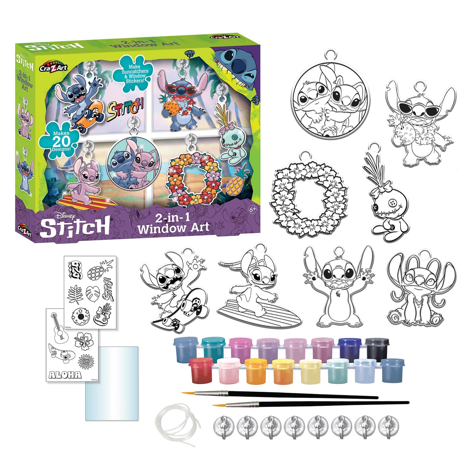 Stitch 2-in-1 Window Art Kit Includes Paints, Brushes & Design Sheets – Make …
