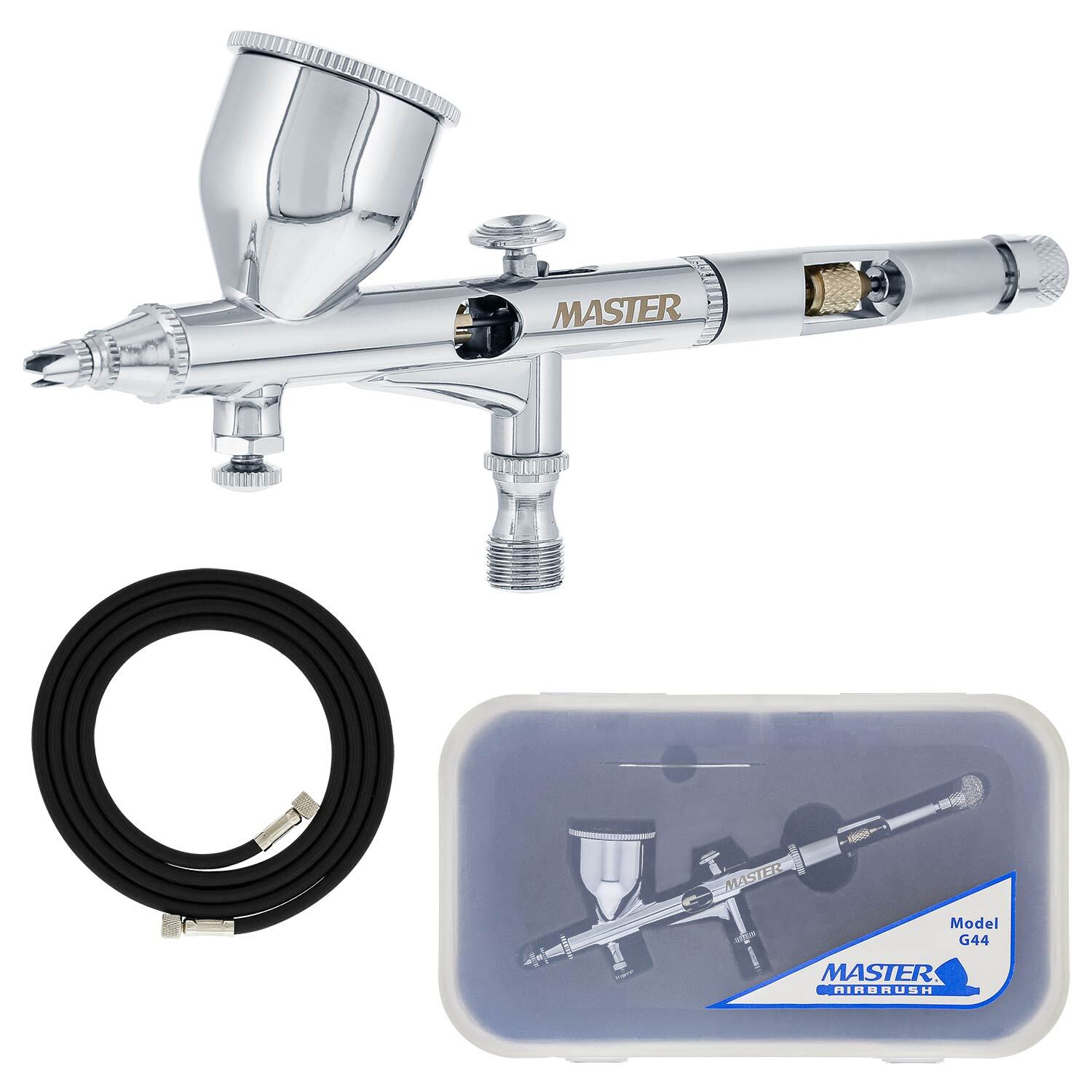 G44 0.2 High Precision Dual-Action Gravity Feed Airbrush Set Kit Hobby Paint