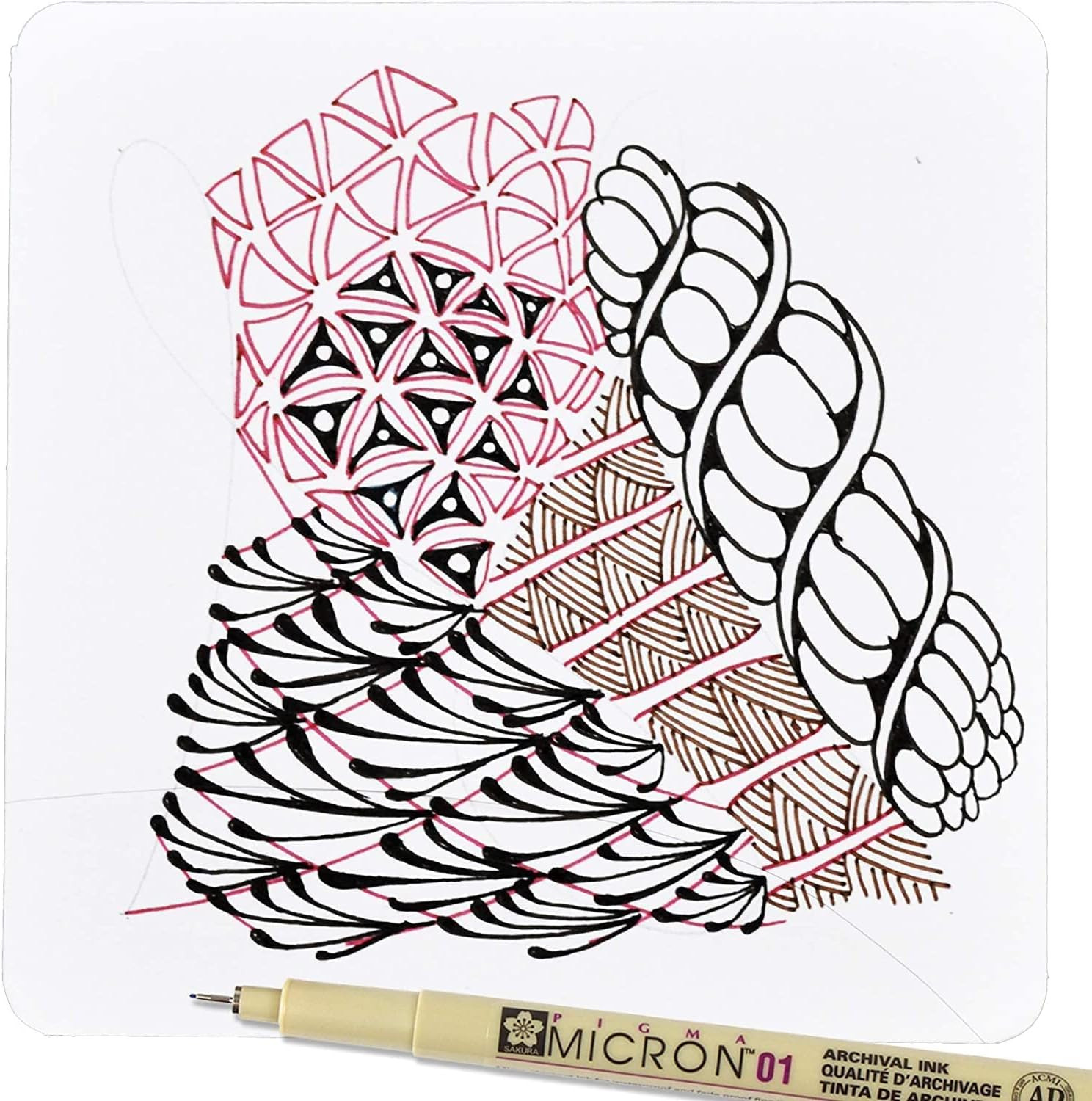 01 Tip Fineliner Pens Archival Black Ink 6 Pack 50035