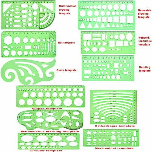 11 Pieces Geometric Drawings Templates Stencils Plastic Measuring Template Ruler