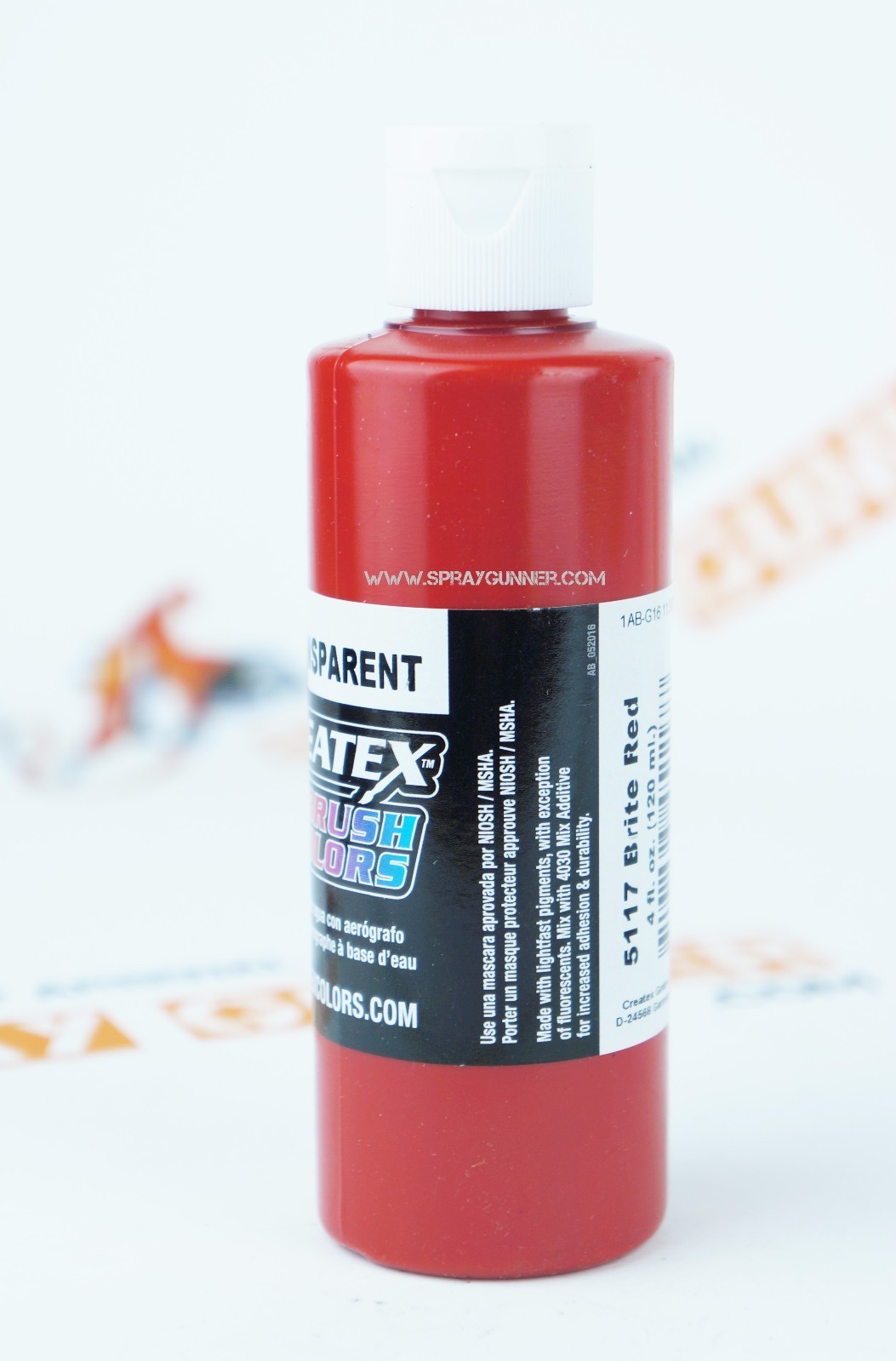 Createx Airbrush Colors 5117 Transparent Brite Red 4oz. water-based paint