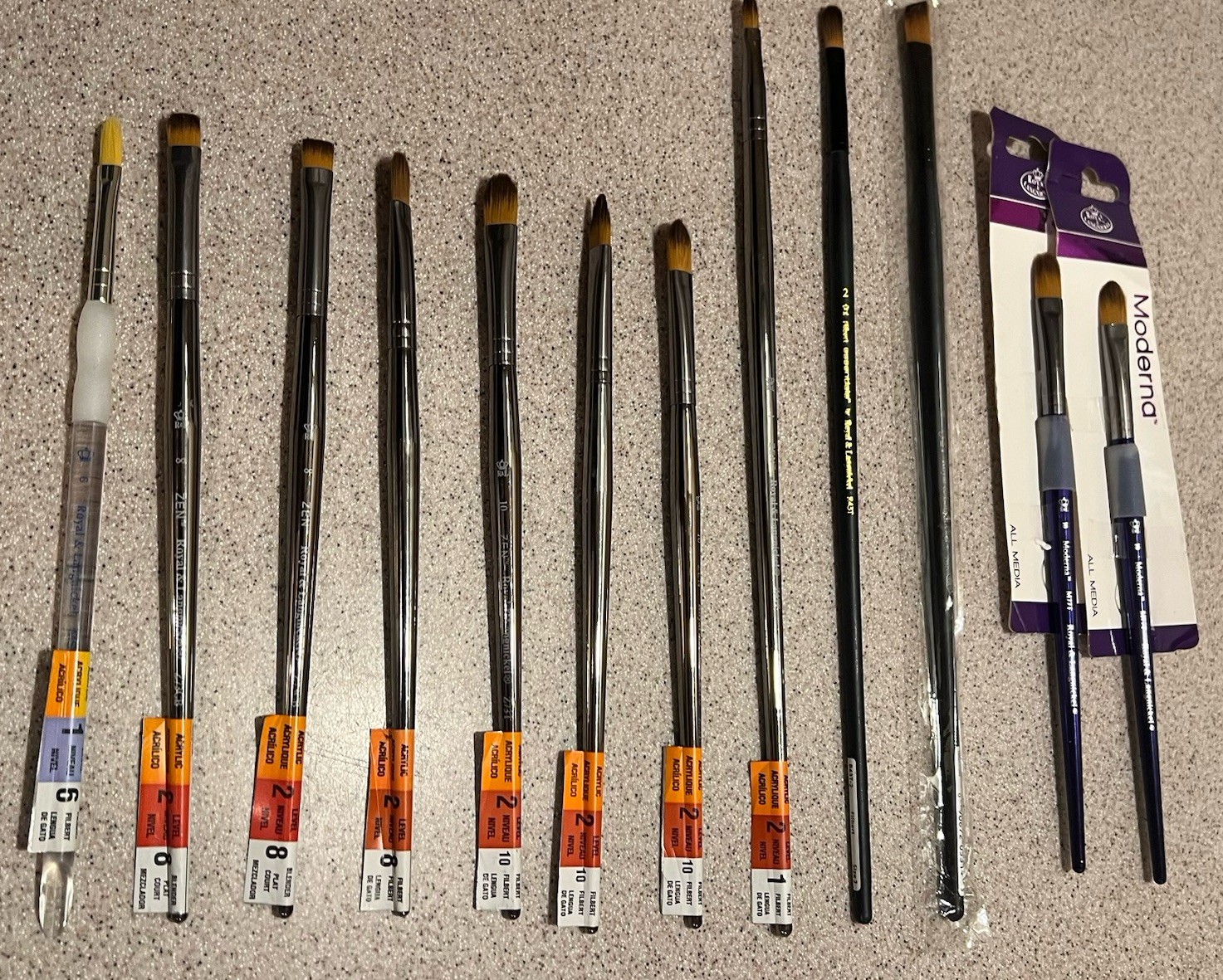 Royal & Langnickel 12 Zen Z93 Series Brushes Long & Short Multiple Sizes New
