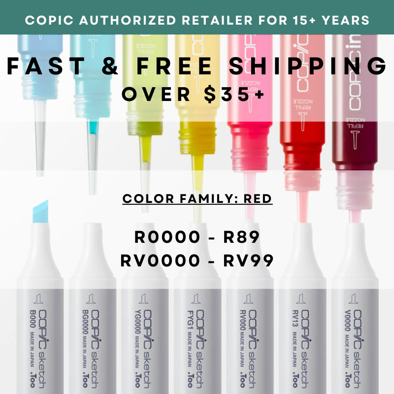 R0000 – R89 to RV0000 – RV99 * COPIC Ink Refill Red- U.S. Authorized Retailer