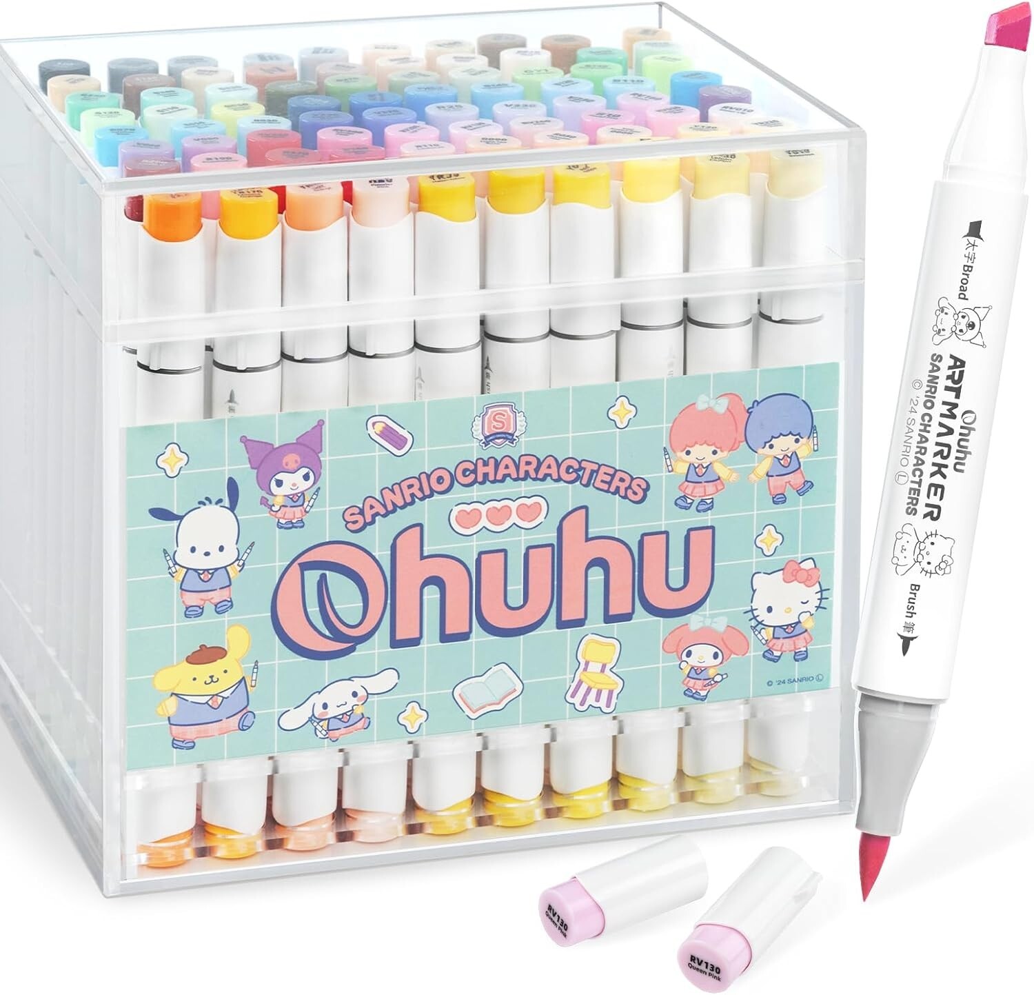 Sanrio Ohuhu 80 Pastel Marker Pen Set 2nd Edition Fine&Broad Twin Tip New Japan