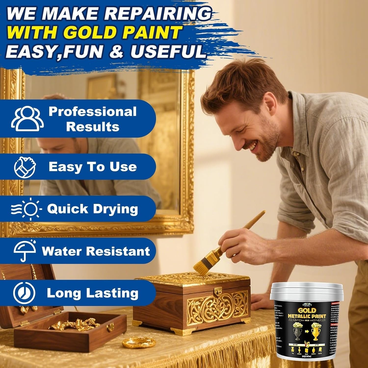 Versatile Gold Leaf Paint Alternative