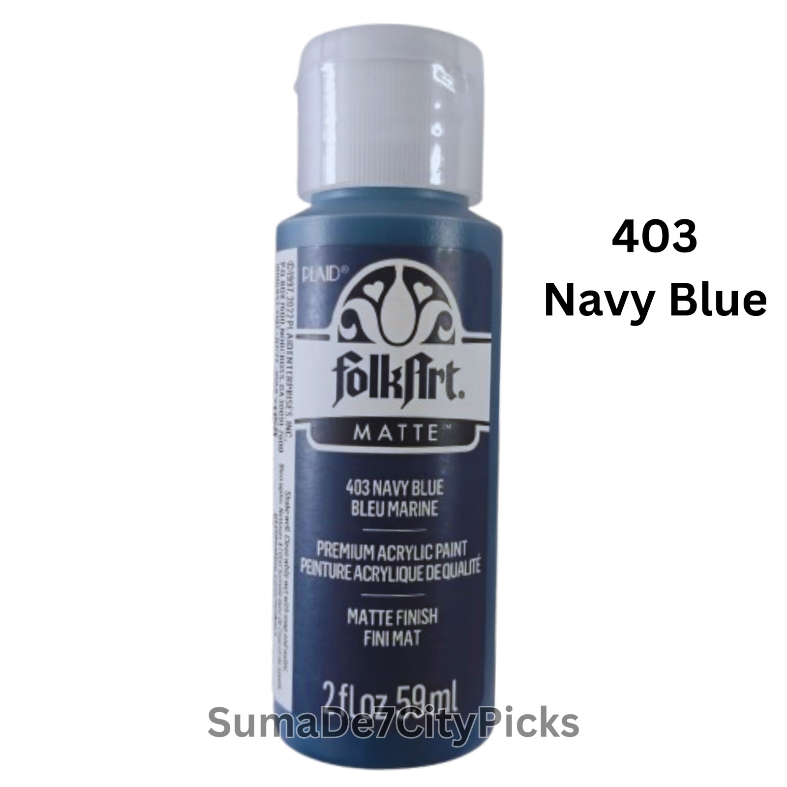 FolkArt Acrylic Craft Paint Matte 2 oz Flat Non-Glossy for Canvas DIY -Navy Blue