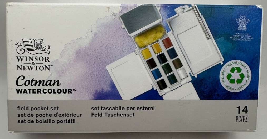 Winsor & Newton Cotman Watercolor Paint Set, Field Pocket Set, 12 Half Pan (NEW)