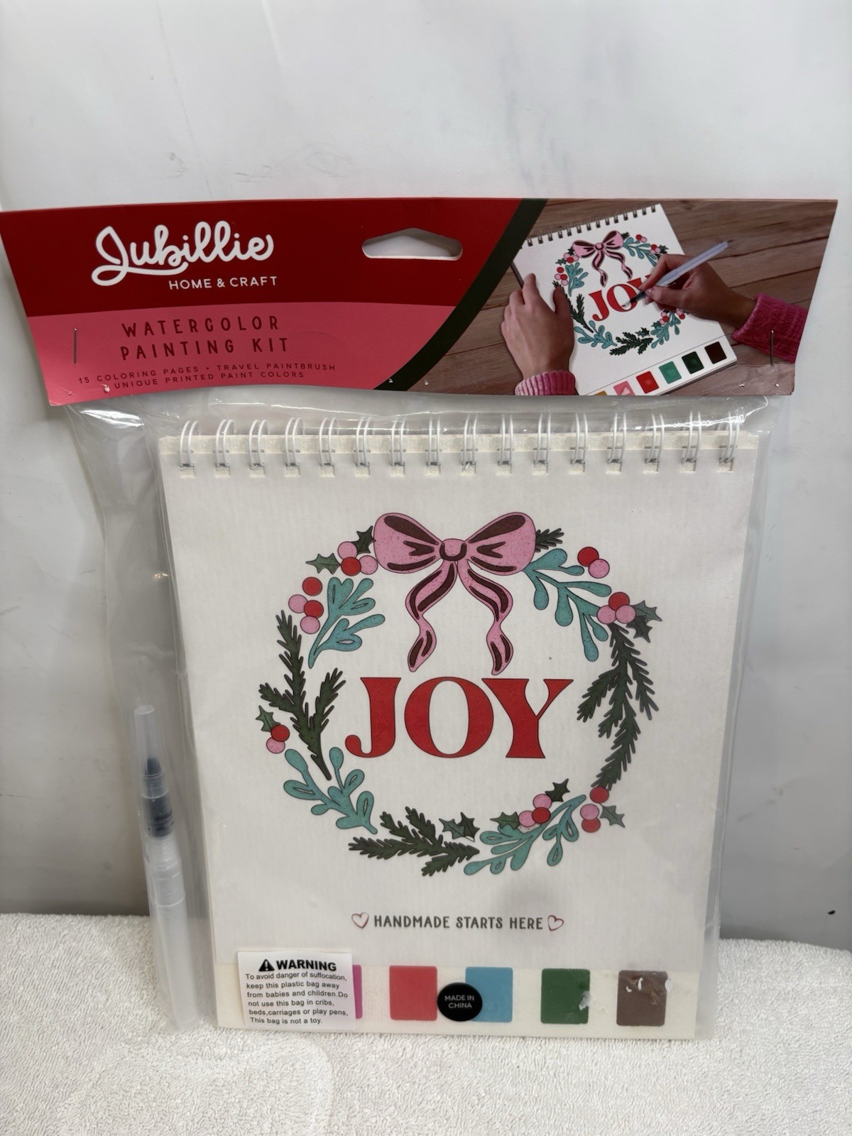 Jubillie Home & Craft Watercolor Painting Kit 15 Coloring Pages Paintbrush/Palet