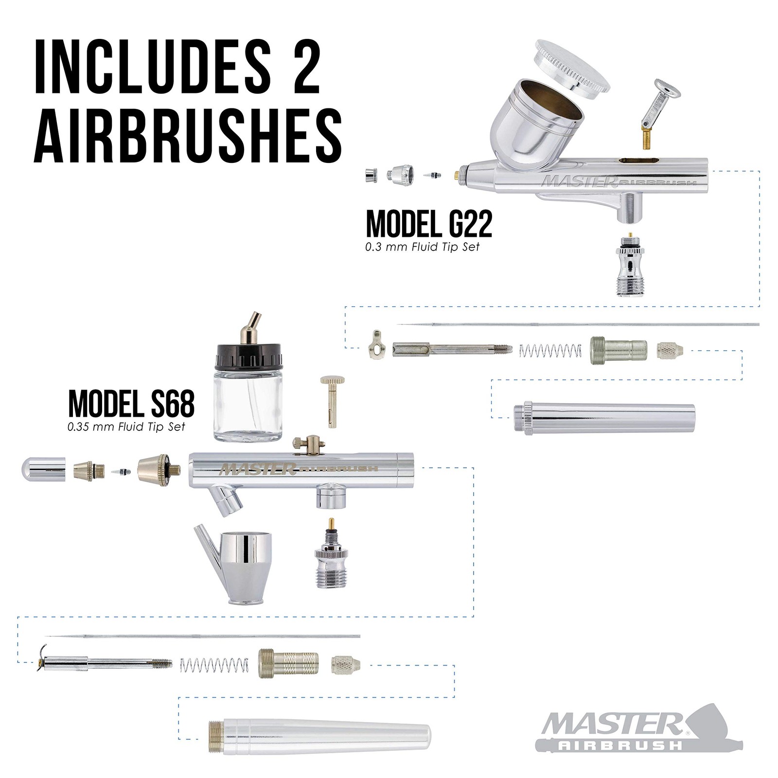 Master Airbrush Cool Runner II Dual Fan Air Compressor Airbrushing System Kit wi