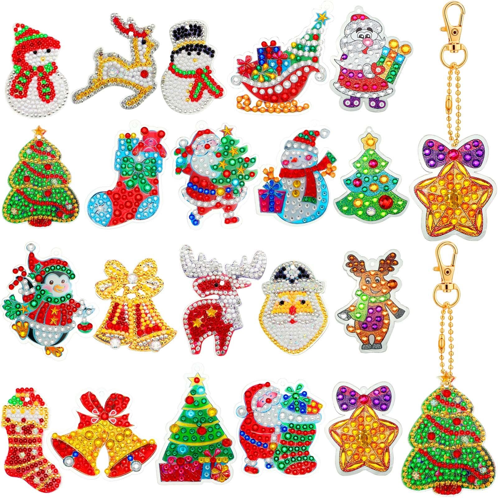Chuangdi 20 Pcs Diamond Art Christmas Ornaments Miniature, as pictures show
