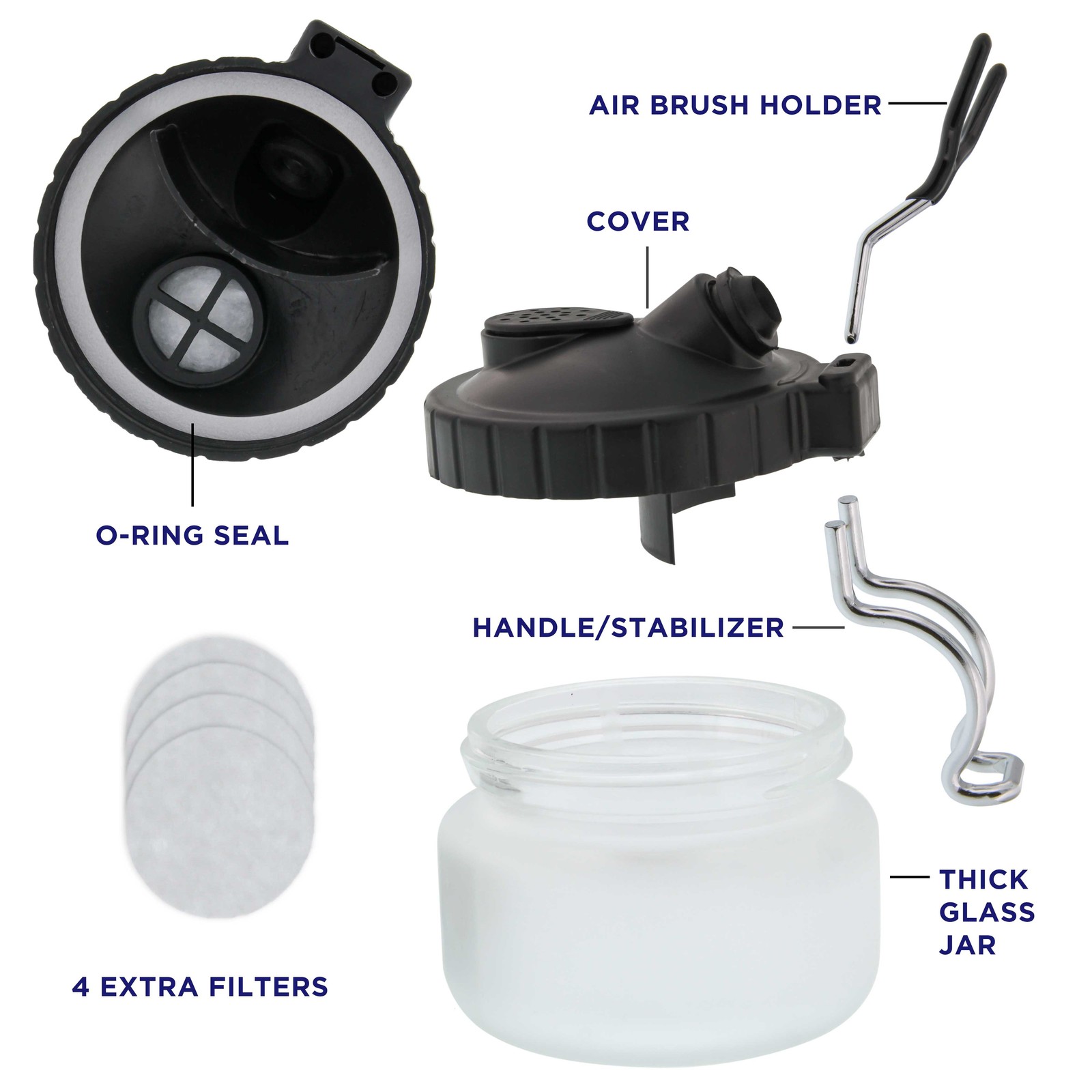 Airbrush 3 in 1 Cleaning Pot with Holder; Cleans Out Art Paint, Holds Airbrush