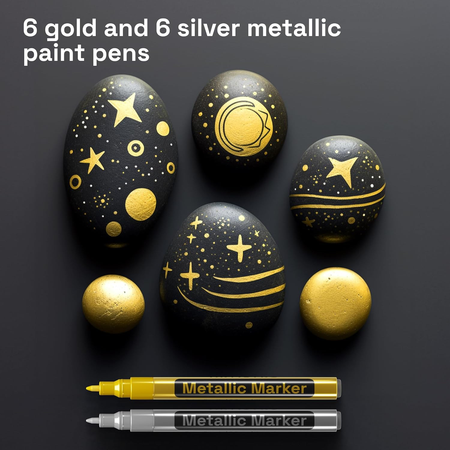 12 Oil-Based Gold & Silver Paint Pens- 0.7Mm Extra-Fine Markers for Tire, Wood,