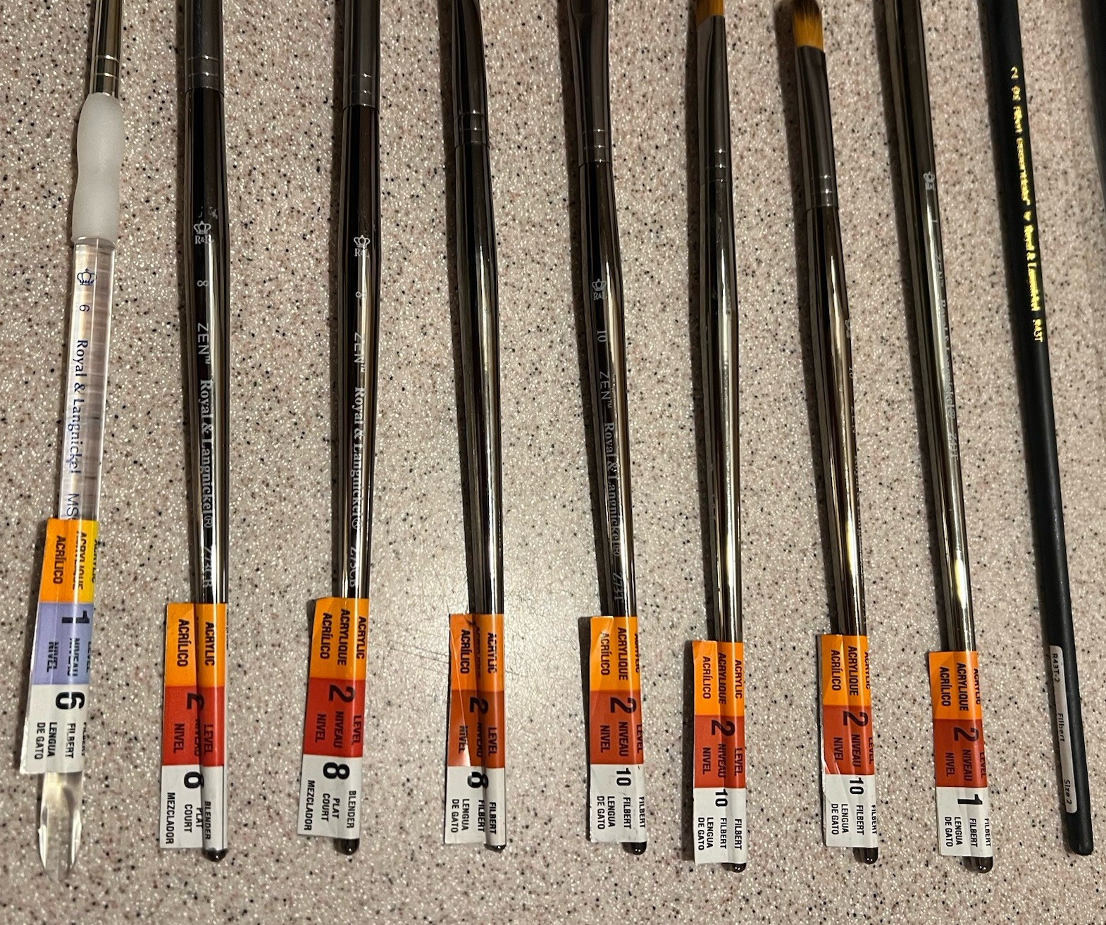 Royal & Langnickel 12 Zen Z93 Series Brushes Long & Short Multiple Sizes New