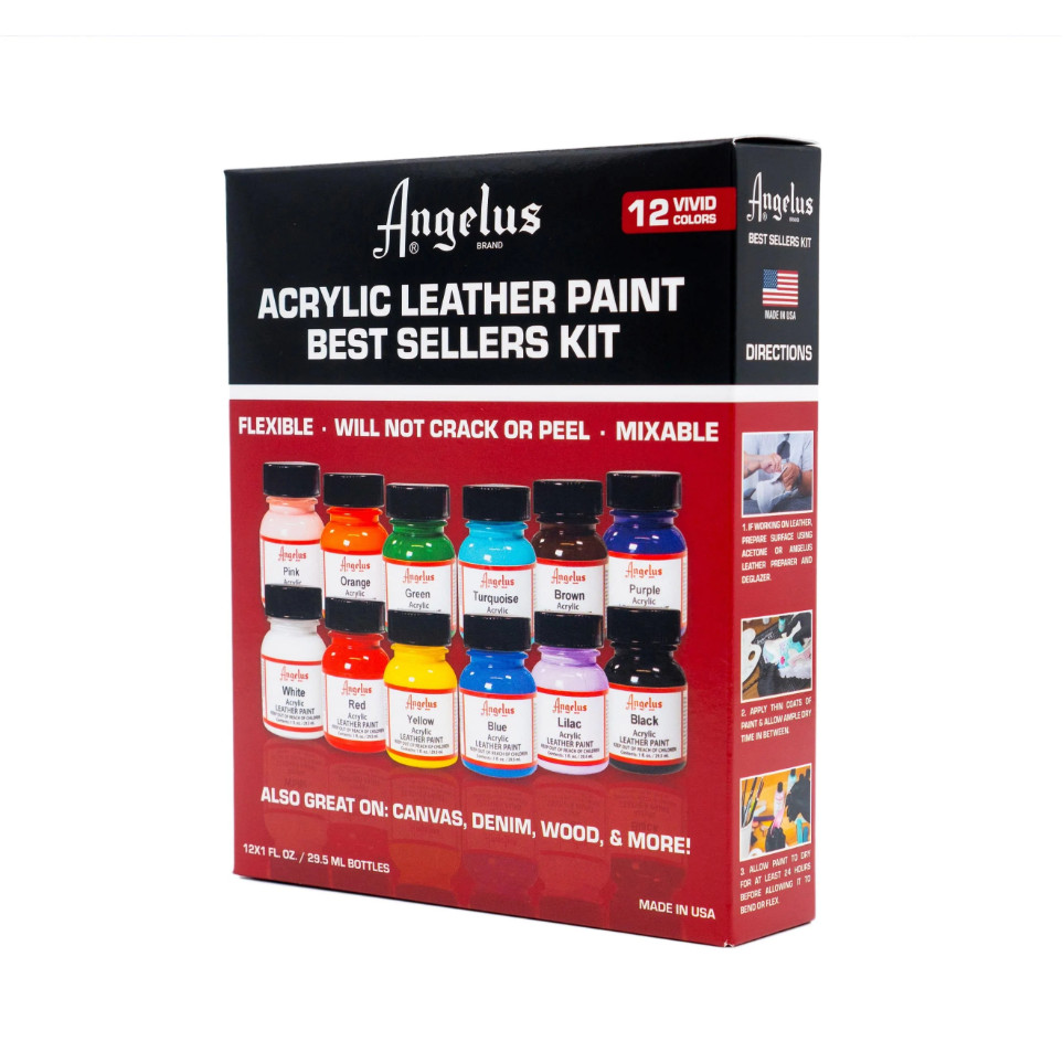 ANGELUS ACRYLIC 12 PAINT – BEST SELLERS KIT- AU SELLER