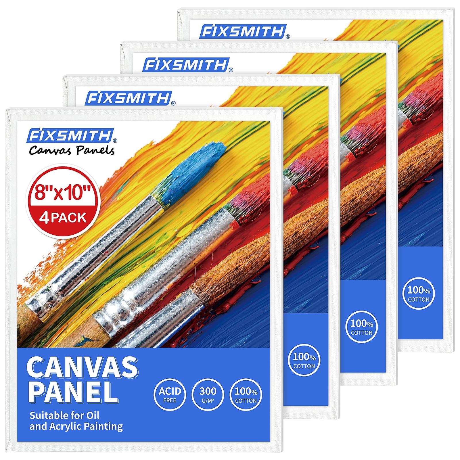 FIXSMITH Canvas Boards for Painting 8×10 Inch, Super Value 4 Pack Paint Canva…