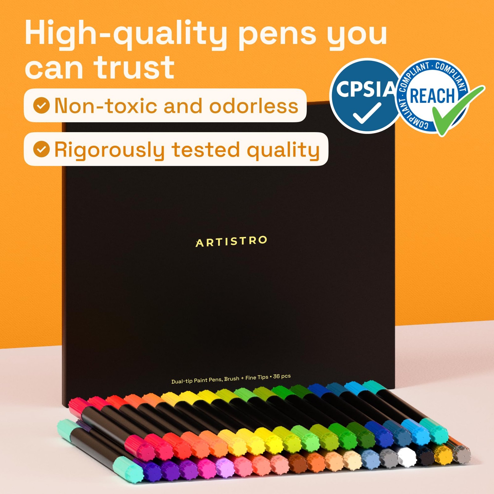 ARTISTRO 36 Acrylic Paint Markers – 1 Count (Pack of 36), Multicolor
