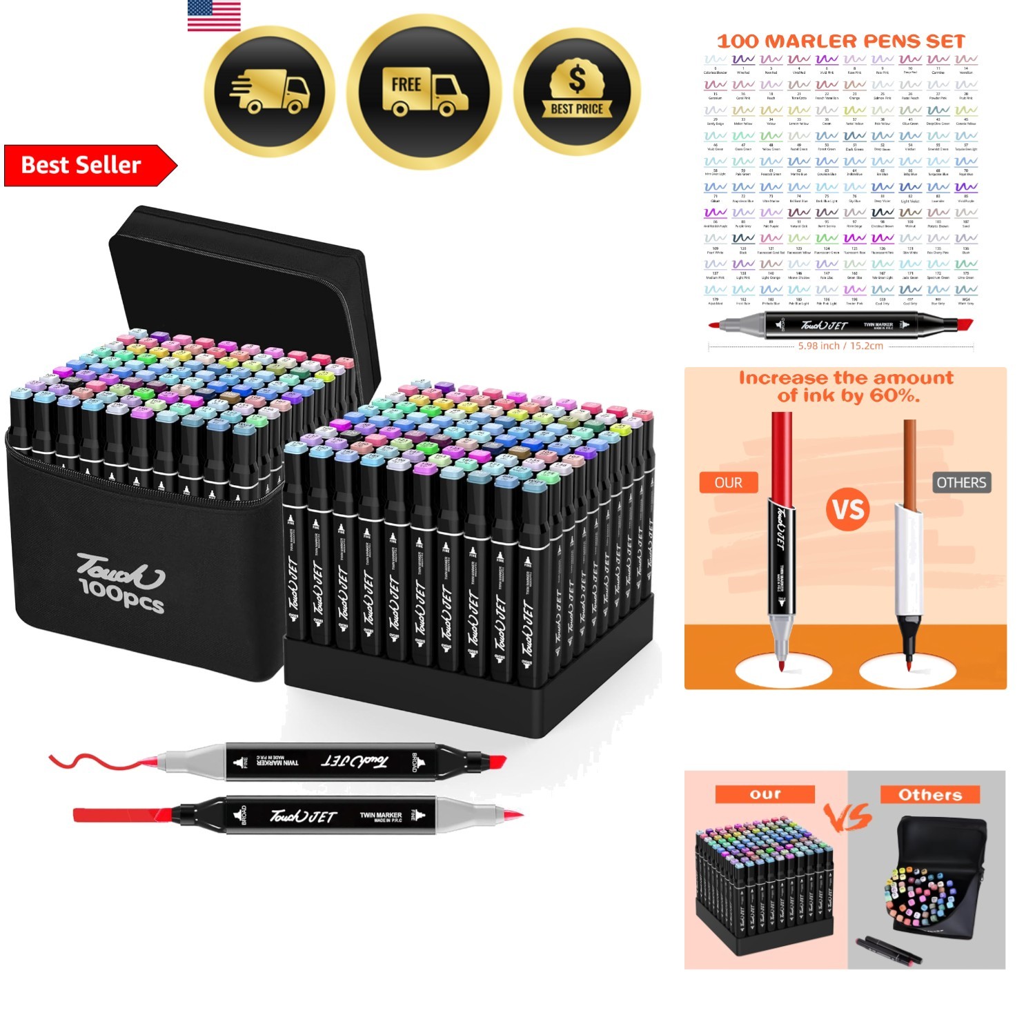 Alcohol Markers 100 Colors Dual Tip Art Markers Drawing Markers for Kids Adult