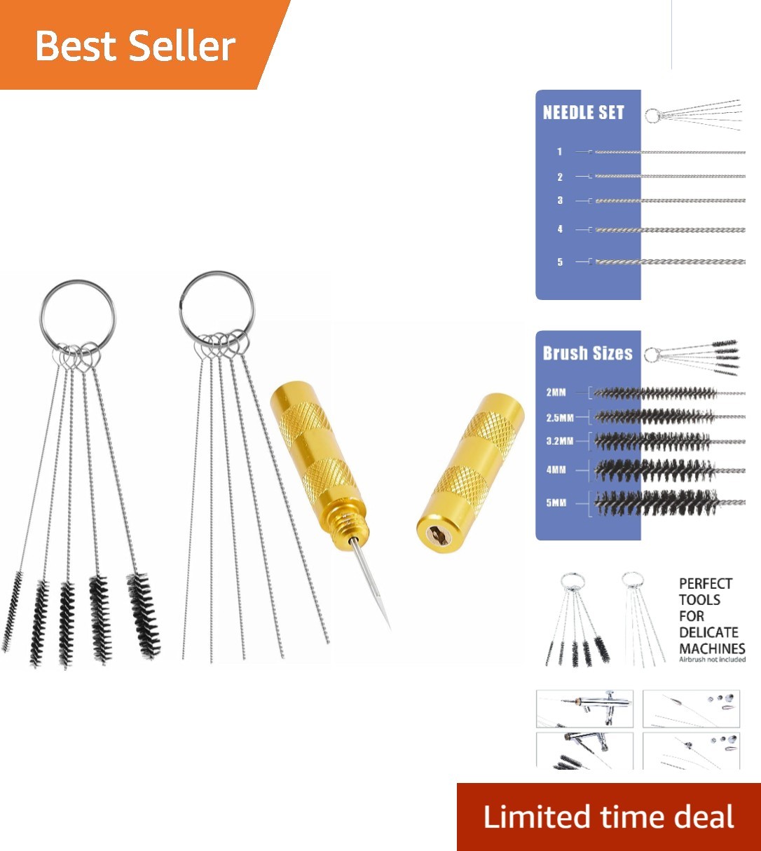 Professional Airbrush Cleaning Kit – 3 High-Quality Brushes for Pro Results