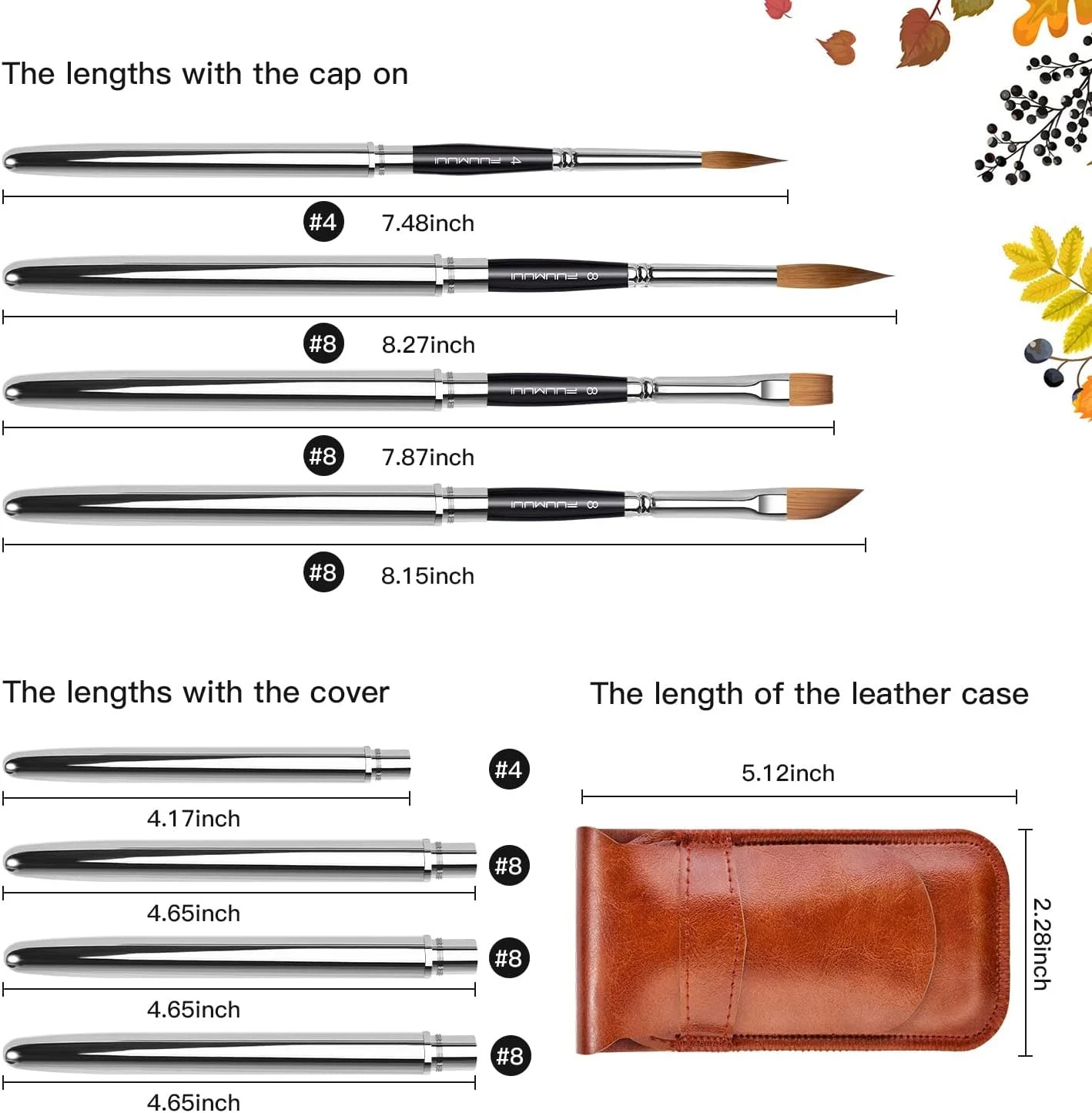 Sable Travel Watercolor Brushes, 4Pcs Kolinsky Sable Watercolor Travel Brushes