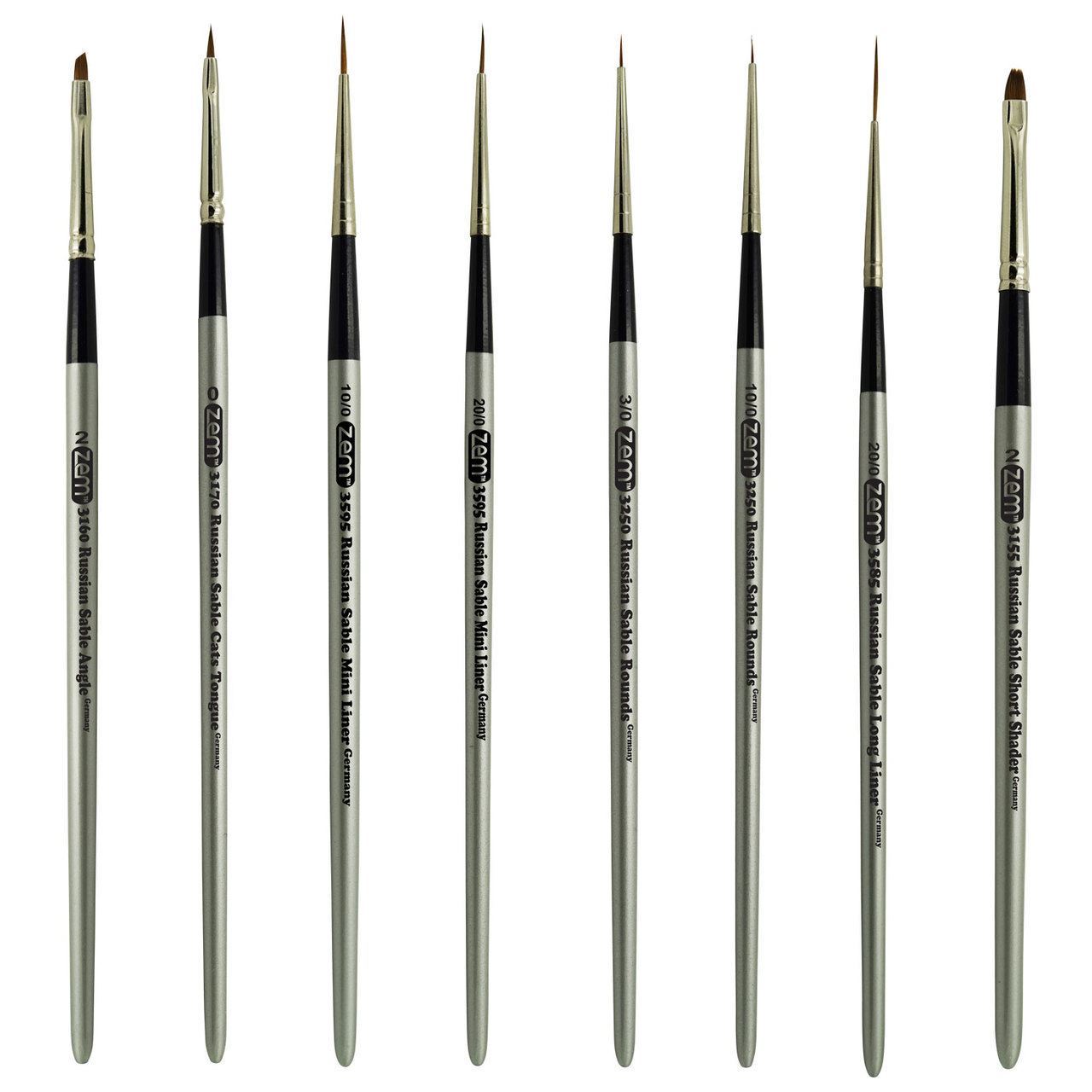 AS-61 Russian Pure Sable Miniature Detail Brush Set 8 pcs