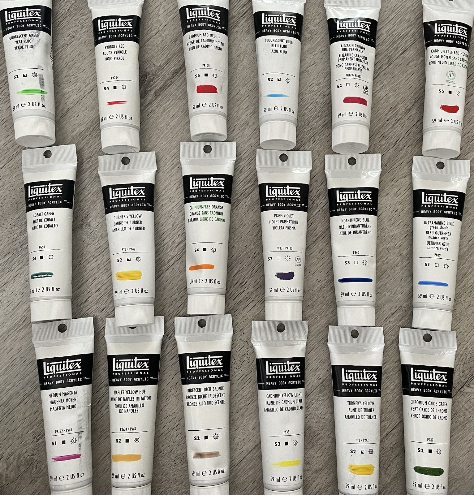 Liquitex Heavy Body Acrylic 18 Color Paint Tubes Set NEW 2oz Artist Golden Art