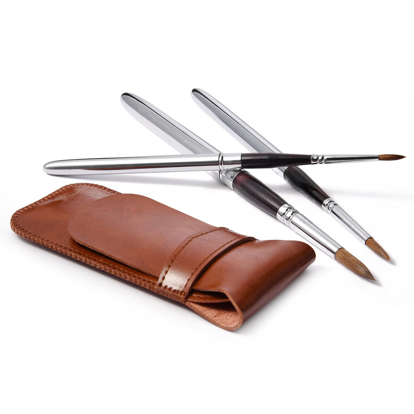 3 PCS Kolinsky Sable Hair Round Travel Watercolor Paint Brush Set With Case