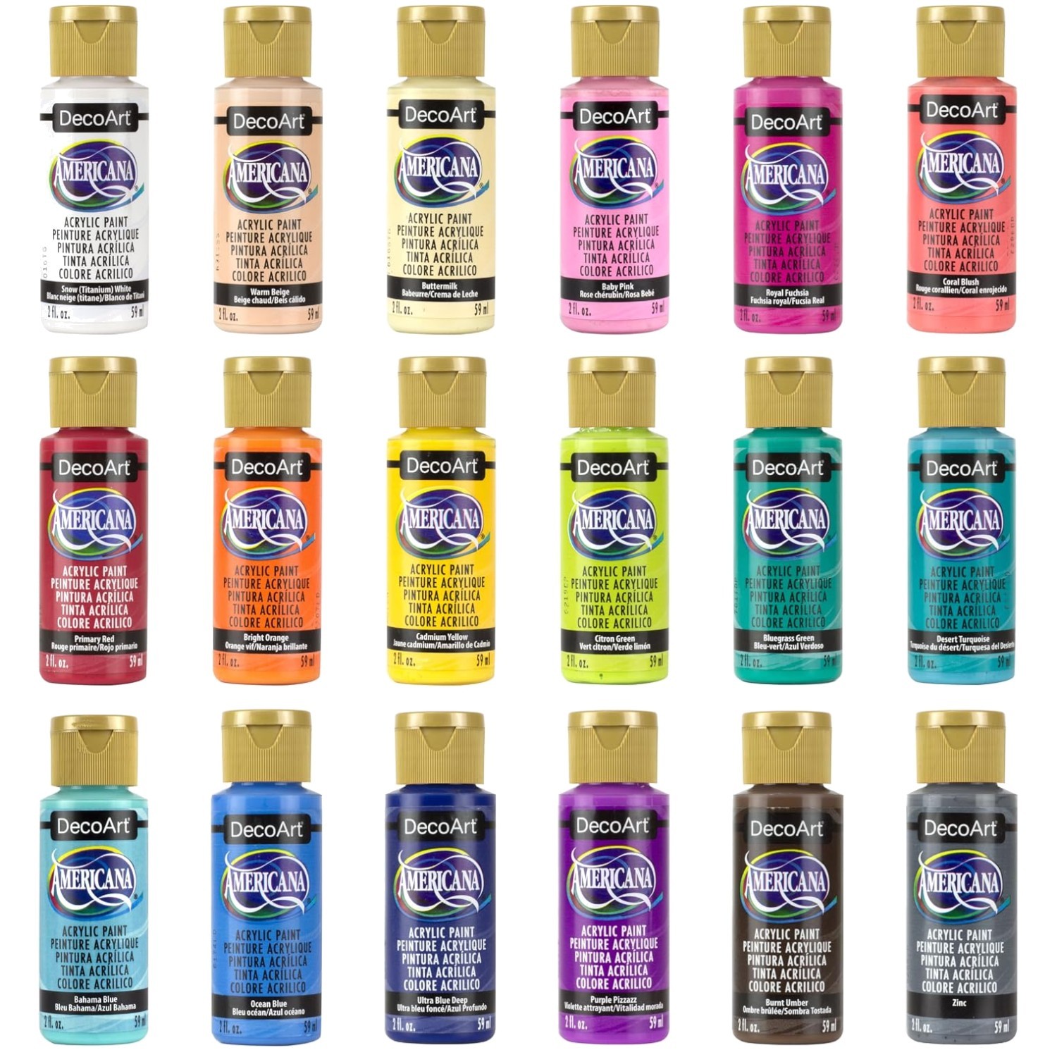 Acrylic Paints for Crafts – 18 Bottles, Matte Finish