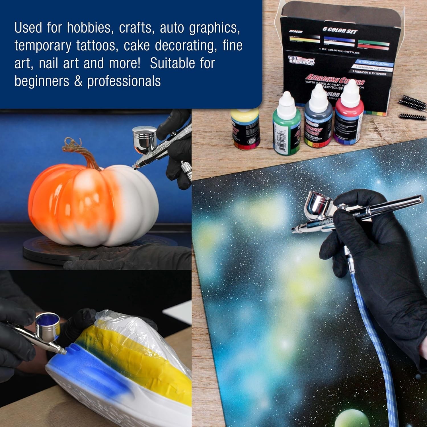 Master Airbrush Kit Cool Runner II Airbrush System with Dual Fan Compressor, 3