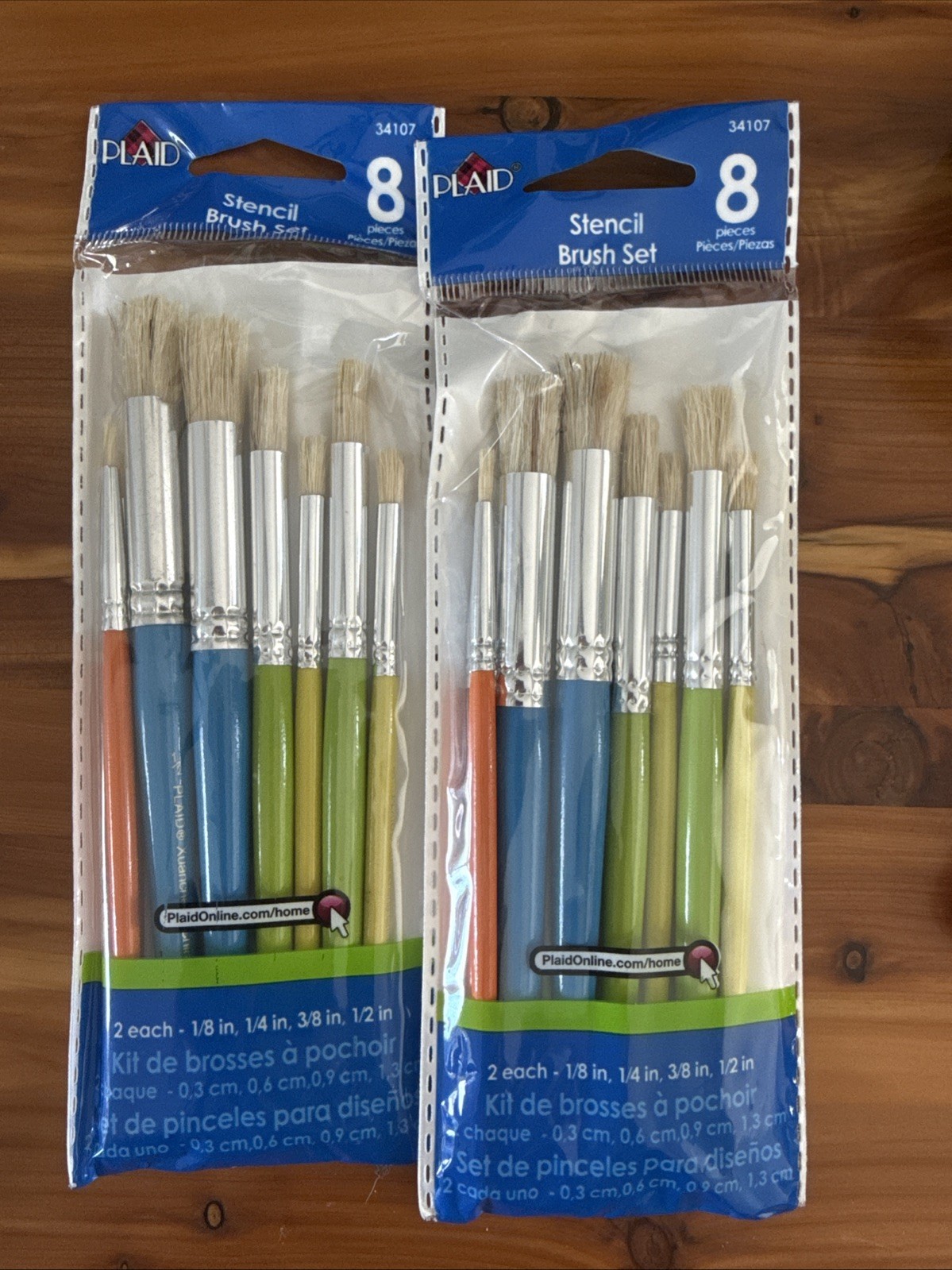 Plaid Stencil Brush Set ~ 2 Sets – 8 Brushes Each ~ 0289956