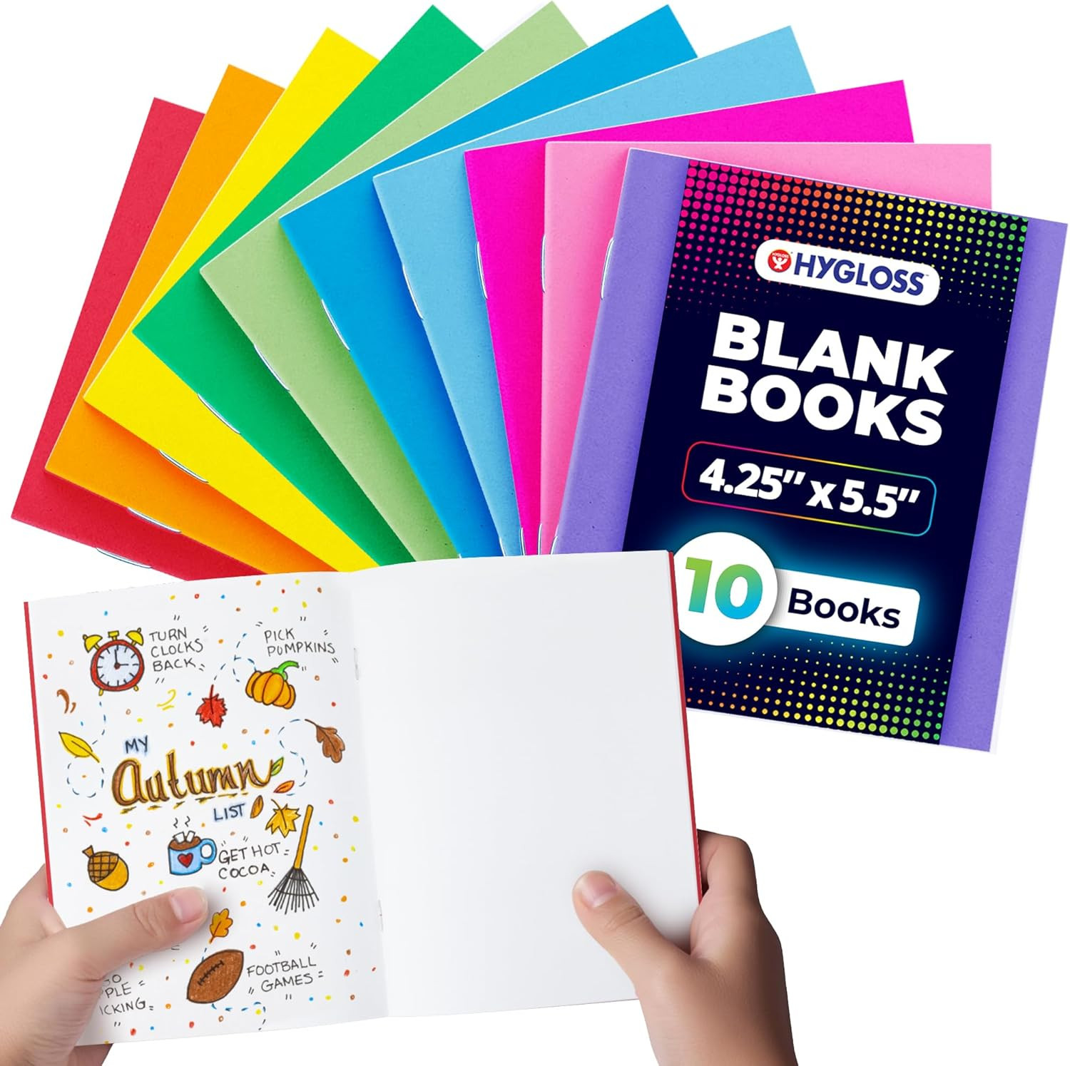 Blank Books – Bulk 10 Pack – 4.25″ X 5.5″ A6 Assorted Colors – Paperback Blank B