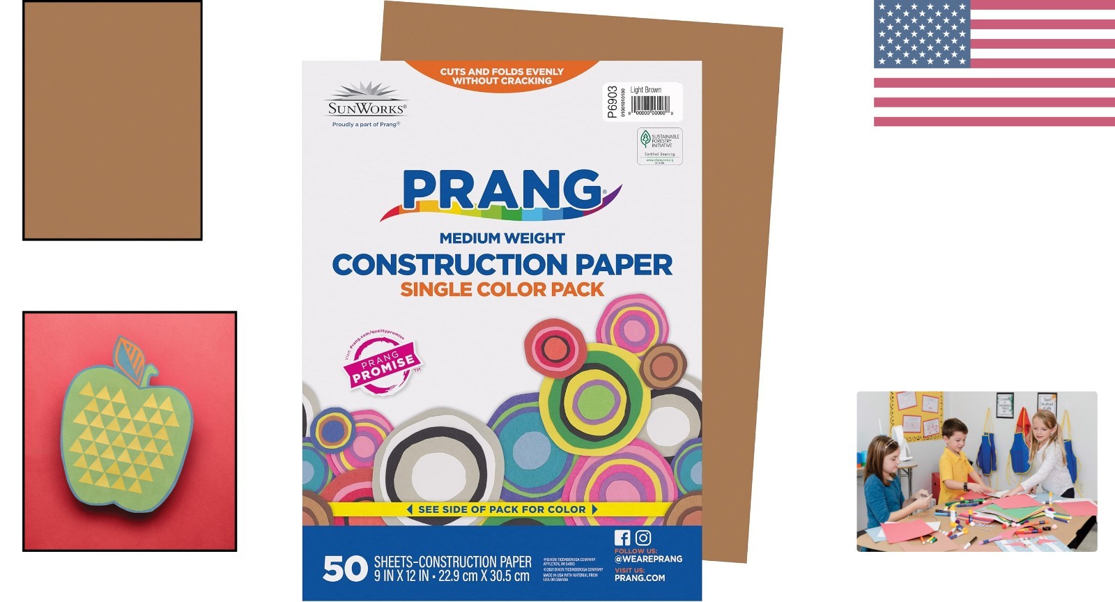 Light Brown Construction Paper, 50 Sheets, 9″ x 12″ for School Projects