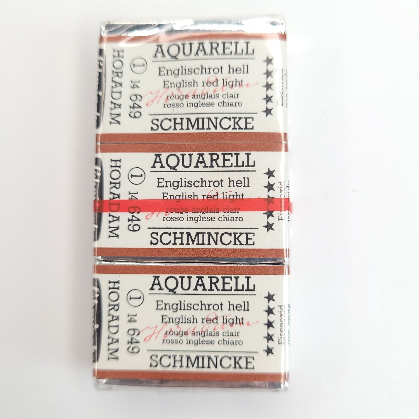 (3-Pk) Schmincke Horadam Aquarell English Red Light (649) Full Pan Watercolor