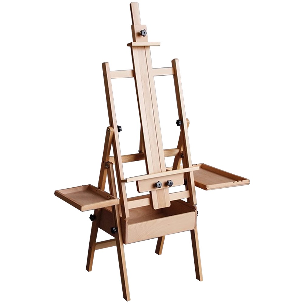 59 Inch Wood Studio Artist Easel Beech Wood Painting Art Easel Standing H-Frame