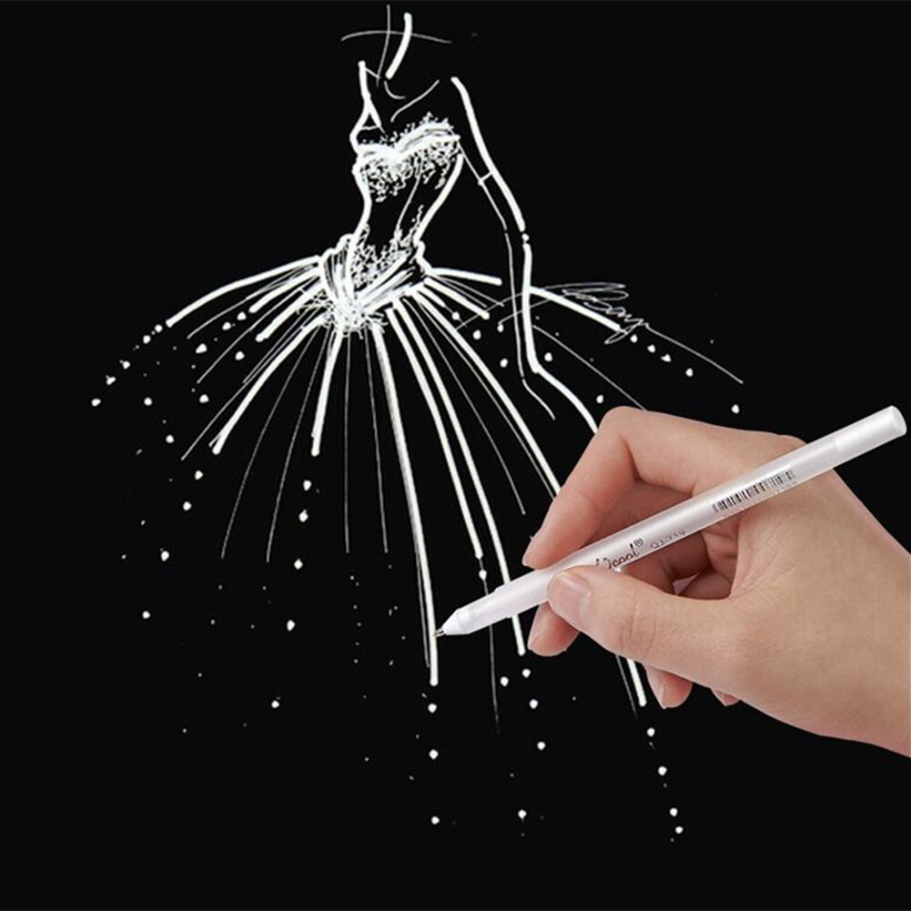 3Pack 0.8mm Fine F Tip White Gel Ink Marker Pen Drawing Art Sketching Painting