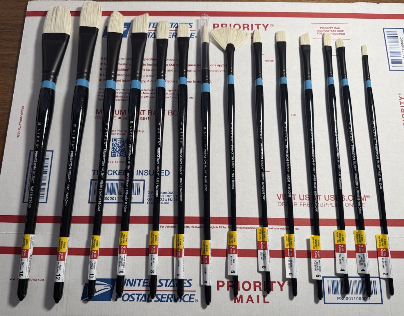 14 Princeton Aspen Long Handle Oil Acrylic Synthetic Paint Brushes NO DOUBLES!!!